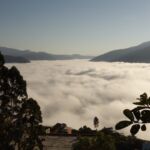 Coroico seen from above the clouds.