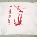 Red print on white t-shirt